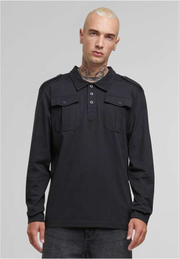Brandit Jersey Poloshirt Willis longsleeve black