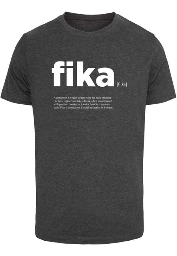 Mr. Tee Fika Definition T-Shirt Round Neck charcoal