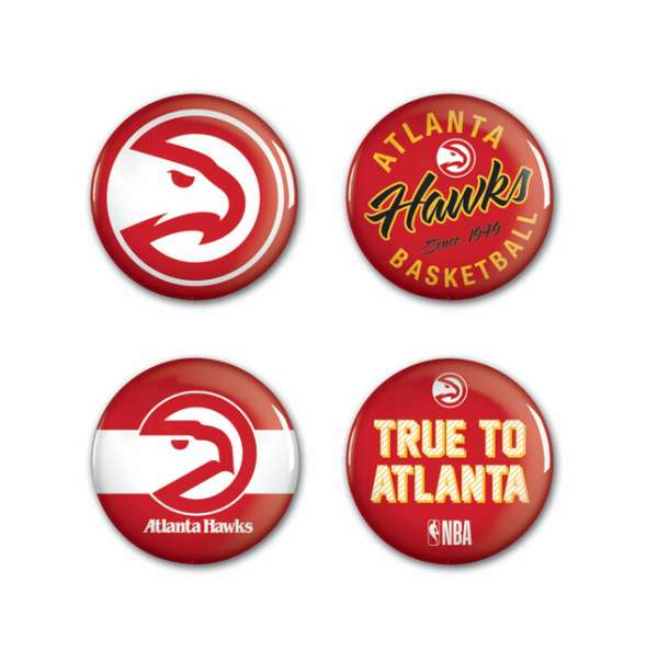 WinCraft NBA Button 4 Pack Atlanta Hawks