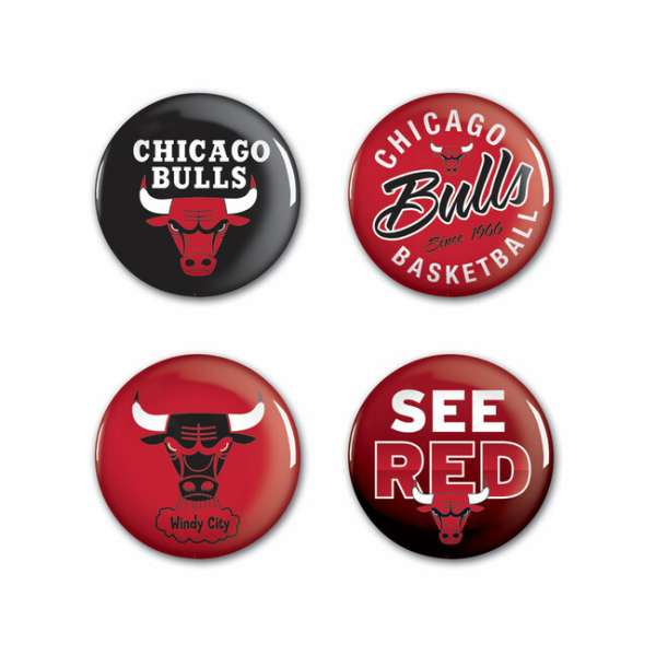 WinCraft NBA Button 4 Pack Chicago Bulls