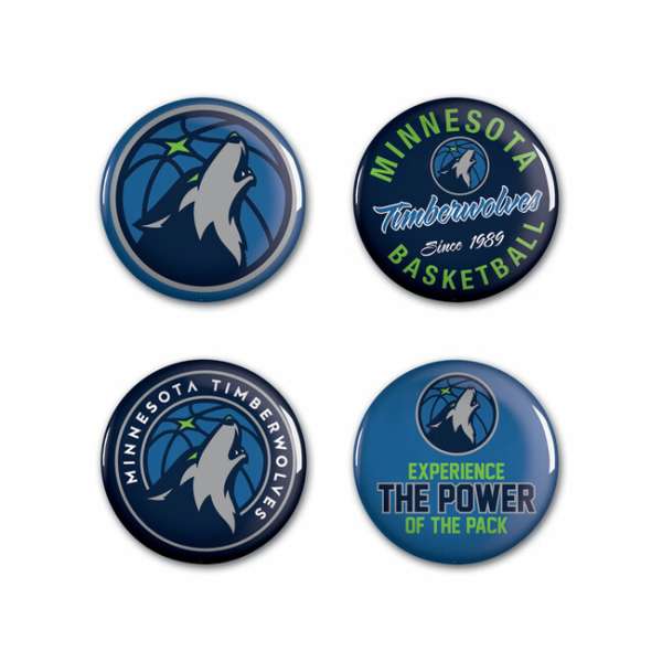 WinCraft NBA Button 4 Pack Minnesota Timberwolves