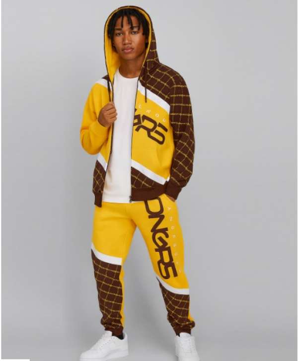 Melegíto set Dangerous DNGRS Woody Sweatsuit Brown Yellow