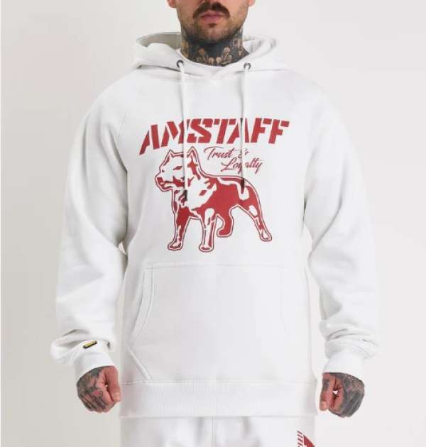 Amstaff Logo 2.0 Hoodie White Red