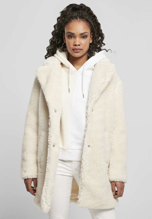 Urban Classics Ladies Oversized Sherpa Coat whitesand