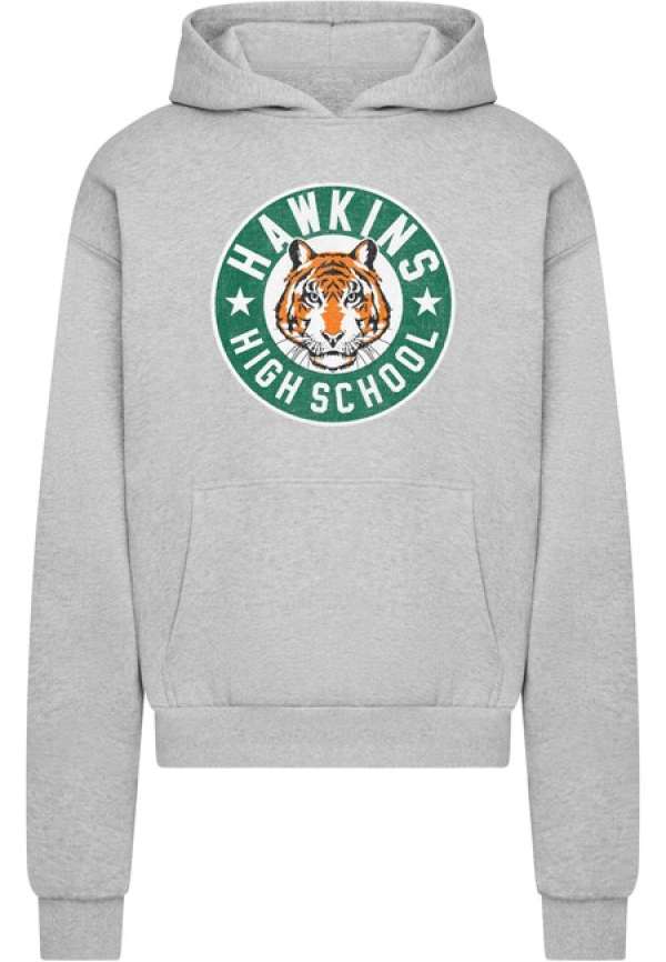 Mr. Tee Stranger Things Hawkins Tigers Heavy Oversize Hoody grey