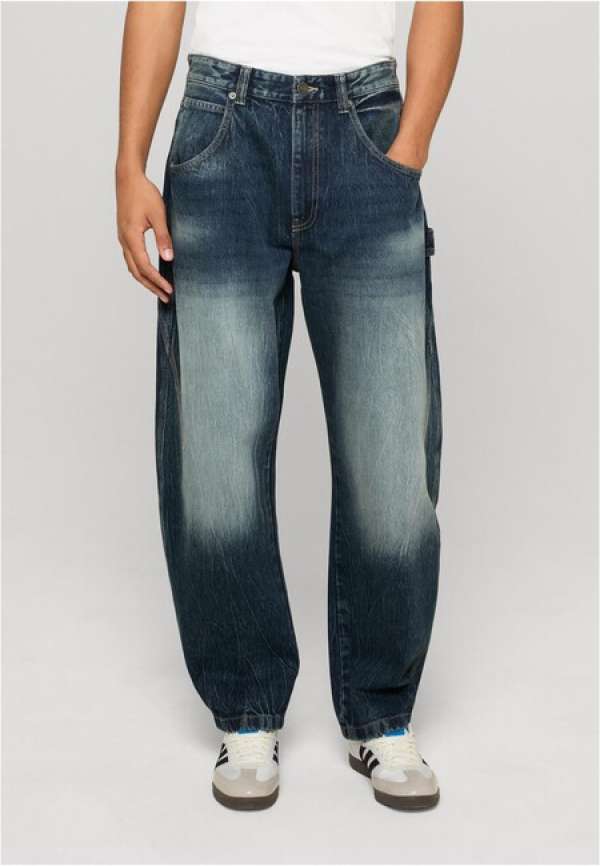 Urban Classics Heavy Baloon Jeans dark blue marble washed