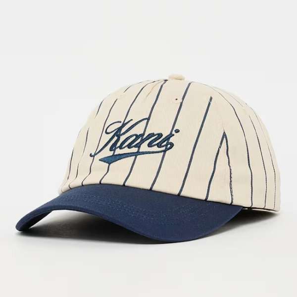 Karl Kani Cursive Varsity Pinstripe Baseball Cap white