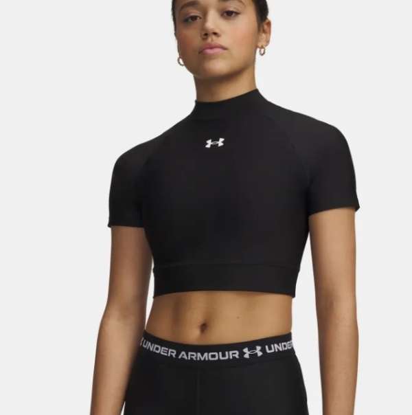 Under Armour HeatGear Crop Mock SS-BLK