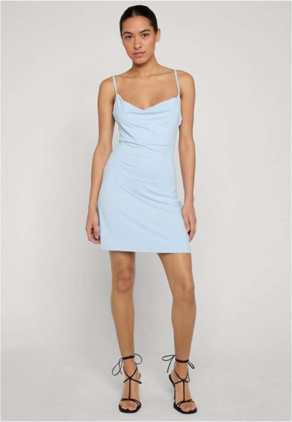 Urban Classics Ladies Mini Waterfall Neckline Dress freezeblue