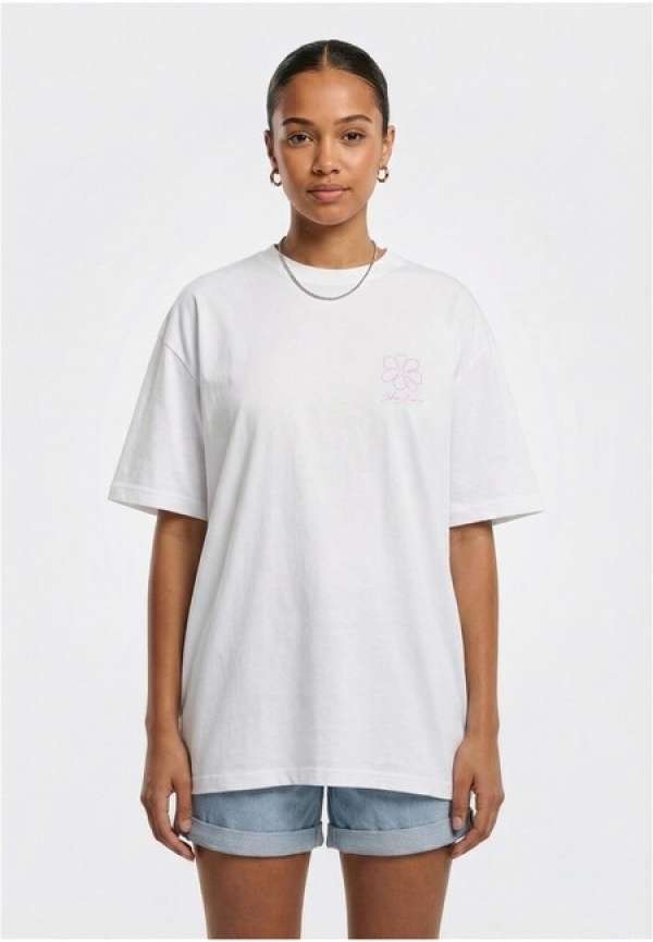 Ladies Urban Classics Flower Logo Loose Tee white