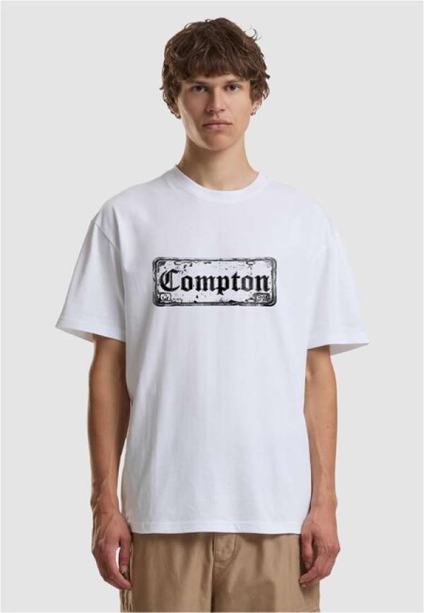 Mr. Tee Compton License Plate Oversize Tee white