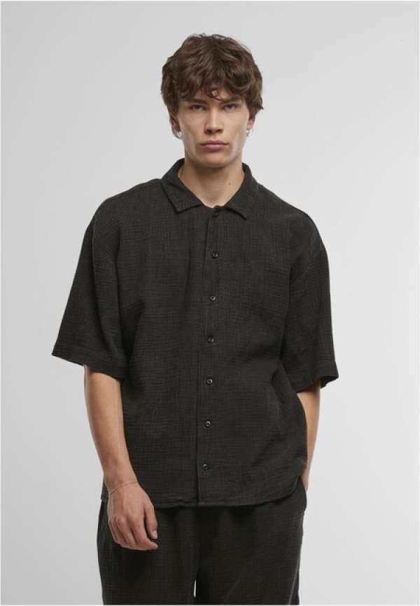 Urban Classics Acid Washed Musselin Shirt black