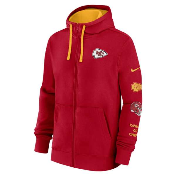 Nike Men's NFL Nike Cotton Full-Zip Fleece Hoodie  Kansas City Chiefs - University Red/University Gold