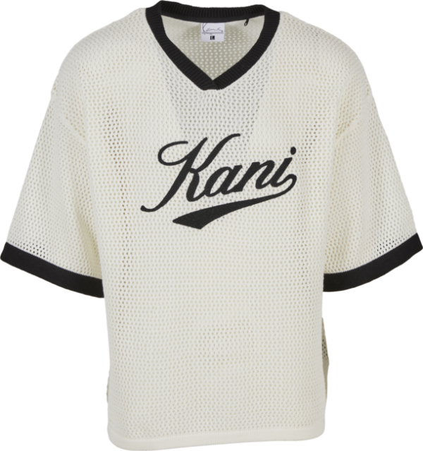 Karl Kani Cursive Varsity Crochet Boxy T-Shirt white