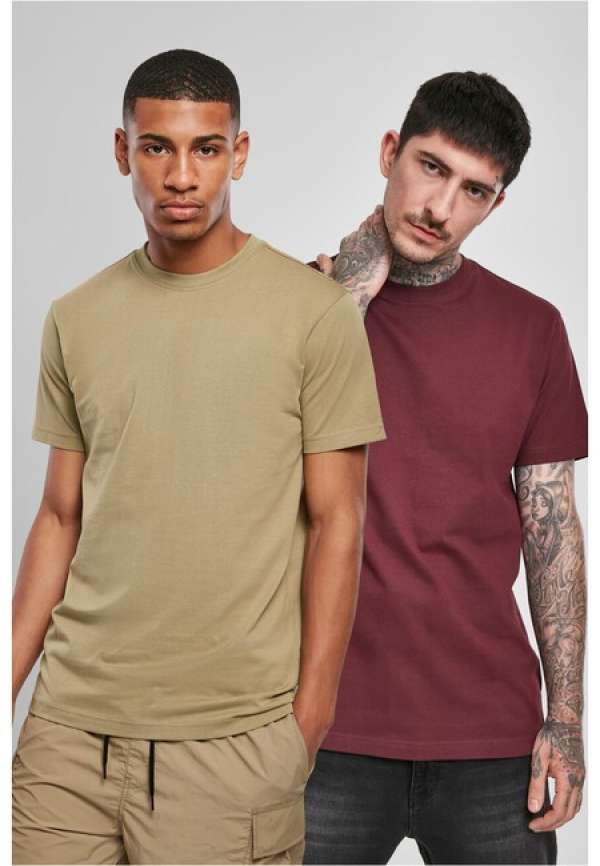 Urban Classics Basic Tee 2-Pack khaki+redwine