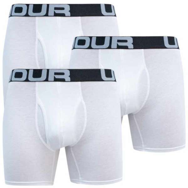 Under Armour UA Charged Cotton 6in 3 Pack-WHT