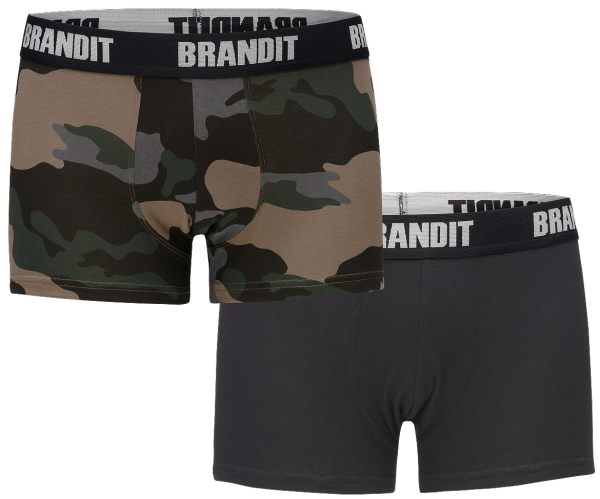 Brandit Boxer Shorts Logo 2 Pack darkcamo-black