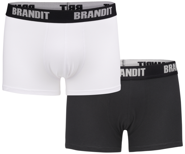 Brandit Boxer Shorts Logo 2 Pack white-black