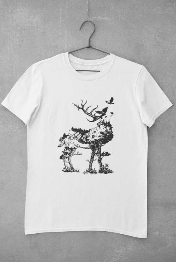 Ős szarvas fehér póló
