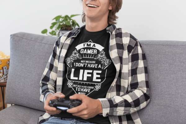 I'm a gamer I chose to have many life fekete póló 1
