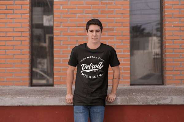 Detroit Michigan fekete póló