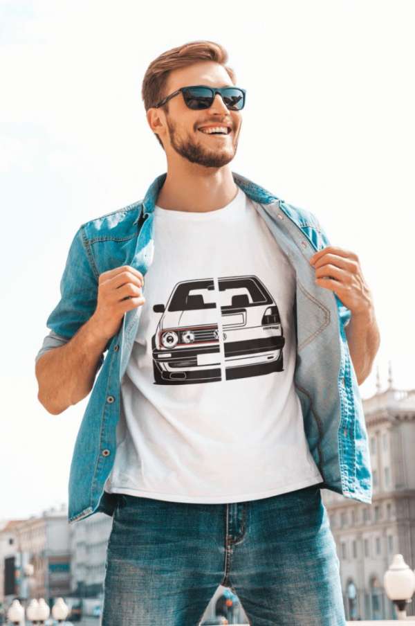 Golf sziluett fehér póló