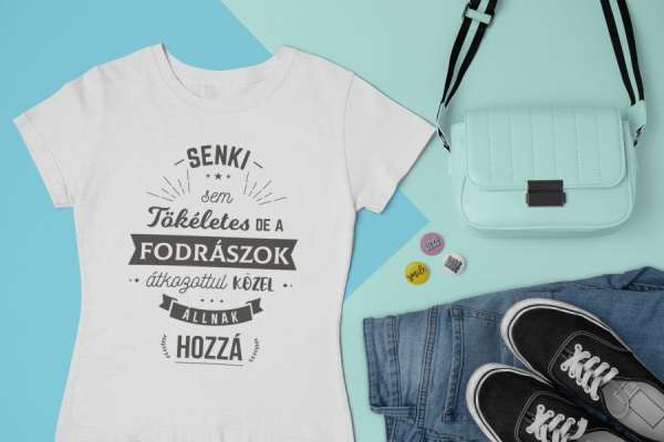 Fodrász fehér póló