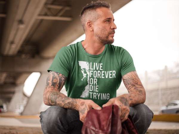 Live forever zöld motivációs póló