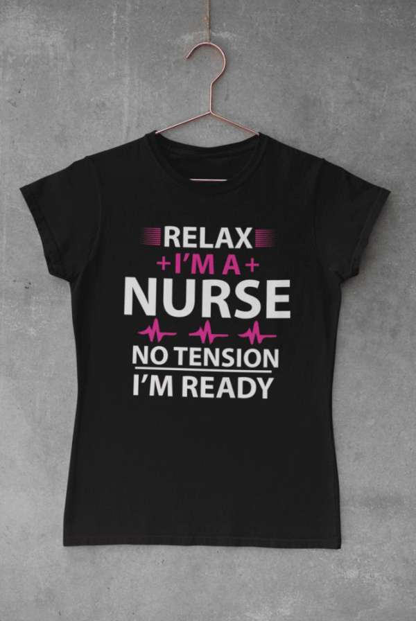 Relax I'm a nurse fekete póló