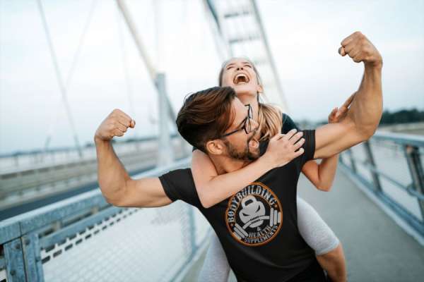 Bodybuilding and healthy fekete póló