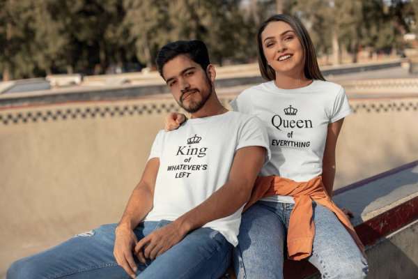 King and Queen páros póló - fehér színben 4