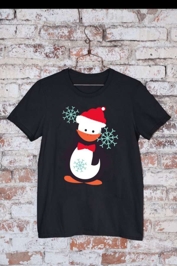 Mikulás sapis pingvin póló 1