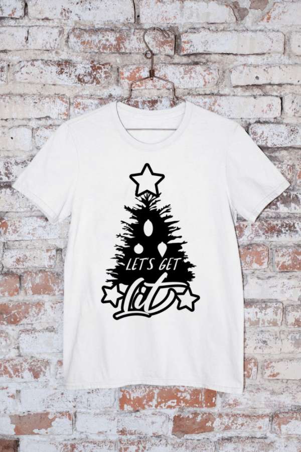 Let's get lit karácsonyfa fehér póló 1