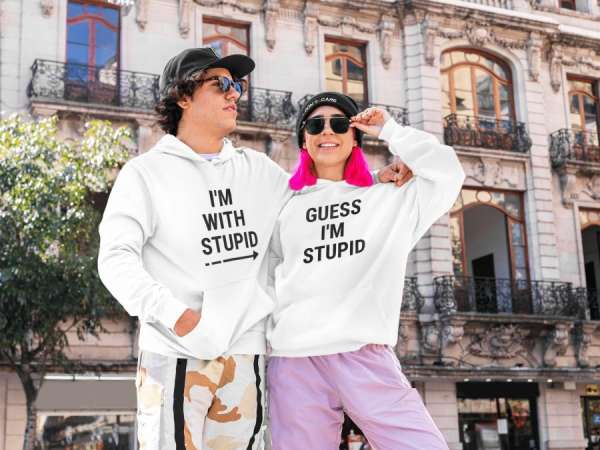 I'm with stupid páros pulóver - fehér színben