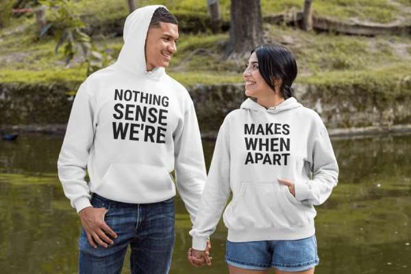 Nothing sense We're makes when apart páros pulóver - fehér színben