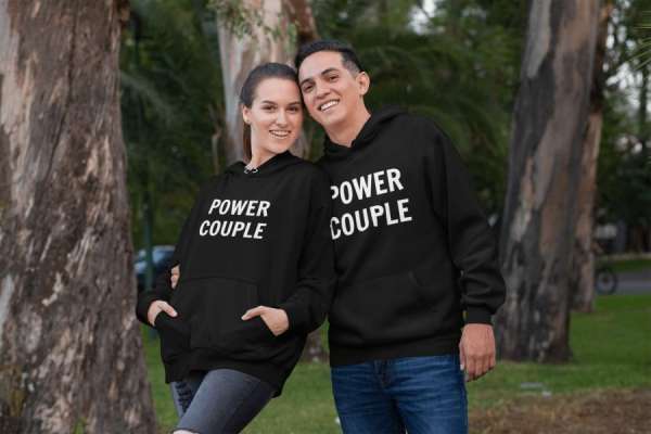 Power couple páros pulóver - fekete színben