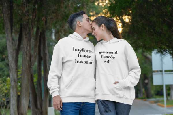 Wife and Husband páros pulóver - fehér színben