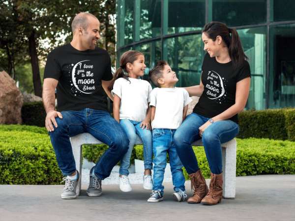 I love you to the Moon & back páros póló - fekete színben