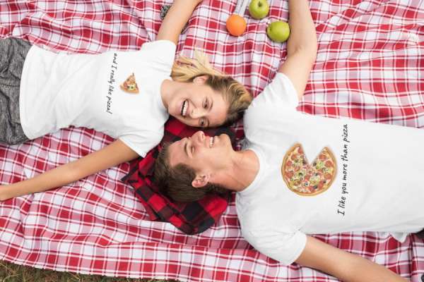 I like you more than pizza páros póló - fehér színben