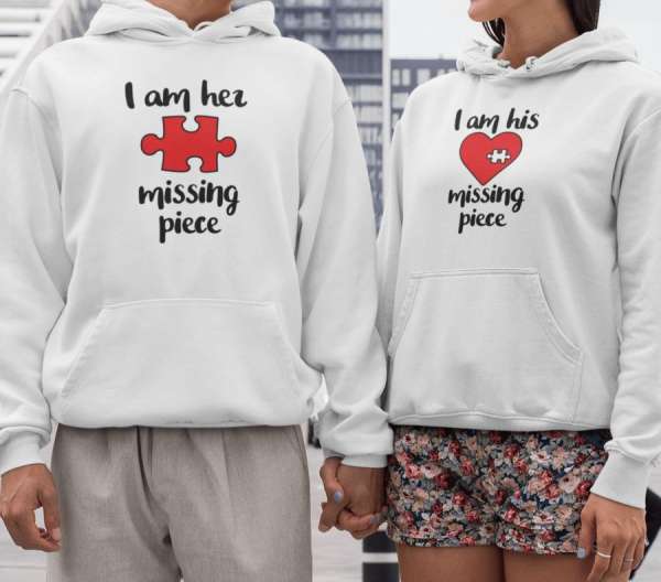 I am her missing piece páros pulóver - fehér színben