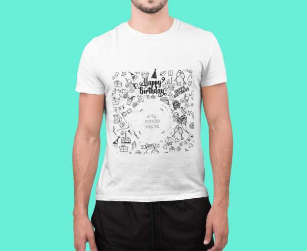 Fotós fehér póló Happy Birthday 07 