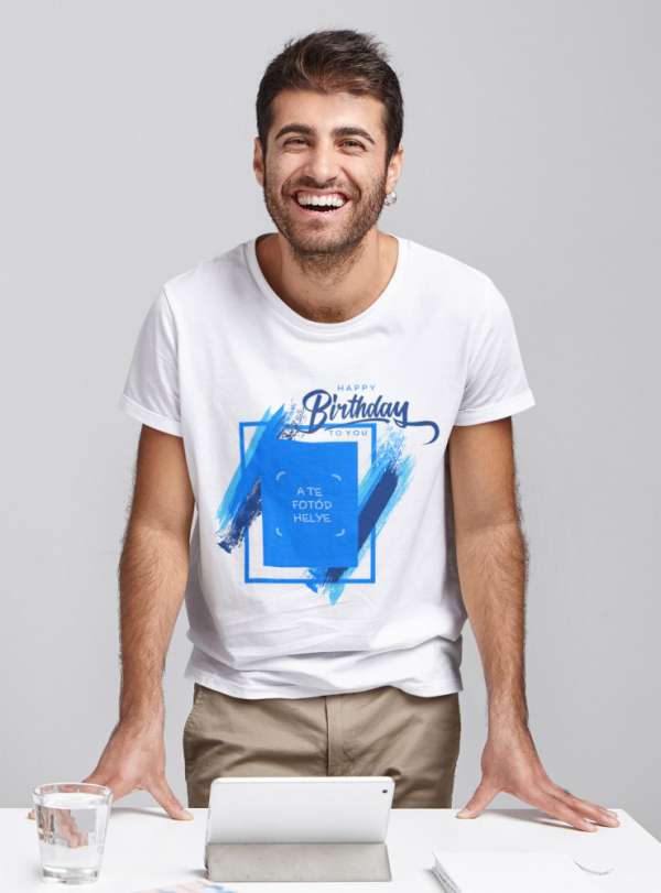 Fotós fehér póló Happy Birthday 09