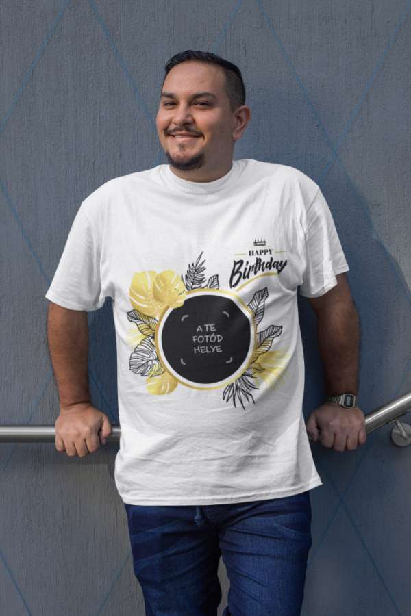 Fotós fehér póló Happy Birthday 11