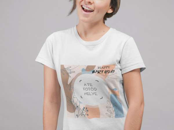 Fotós fehér póló Happy Birthday 13