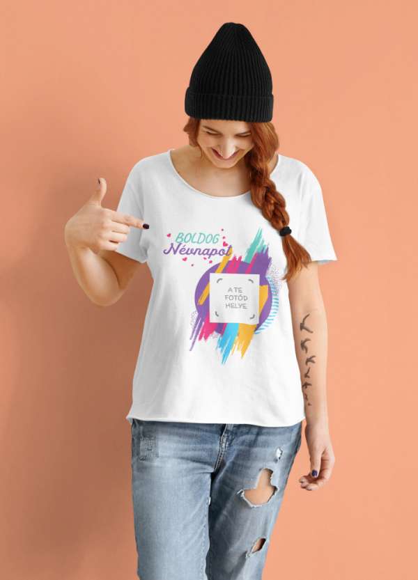 Fotós fehér póló Névnap 03 