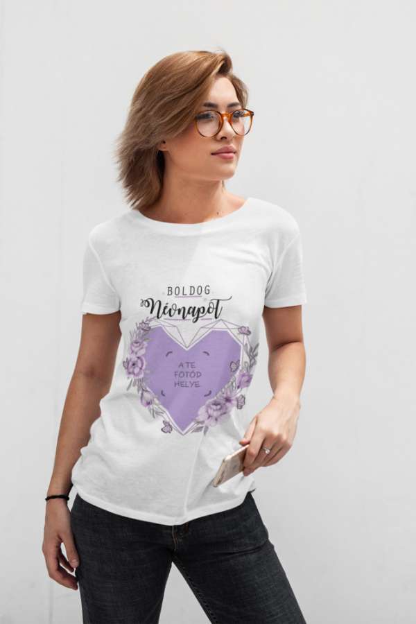 Fotós fehér póló Névnap 05 