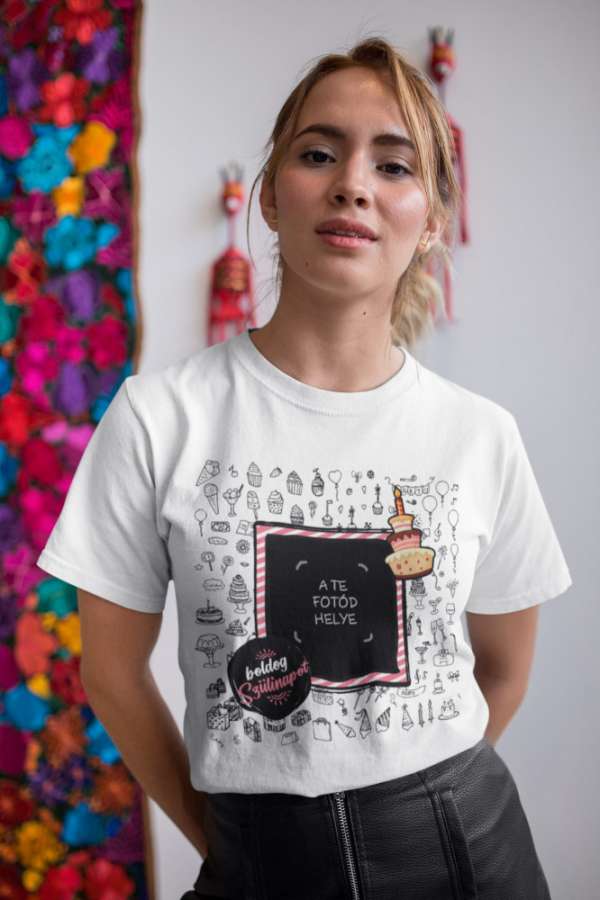 Fotós fehér póló Születésnap 06 