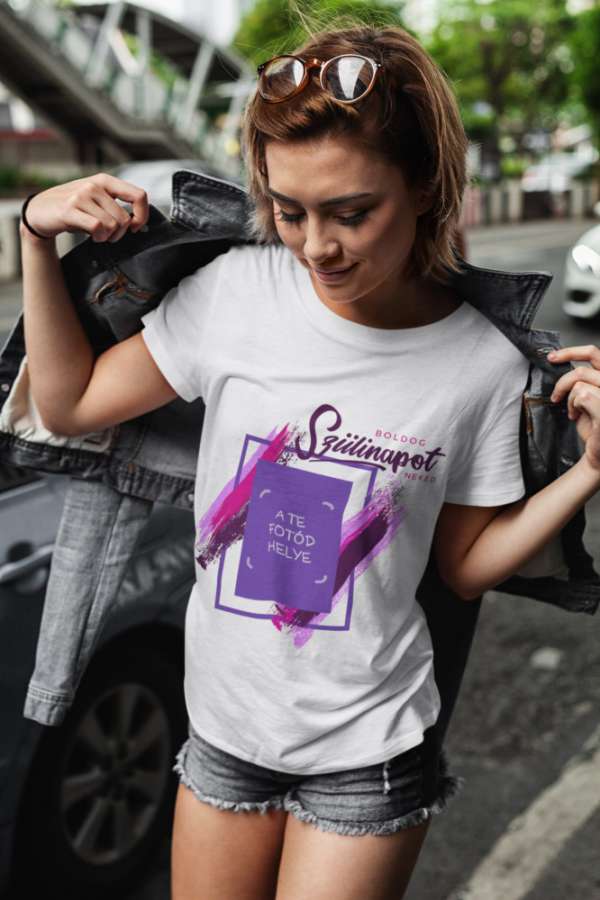 Fotós fehér póló Születésnap 08 