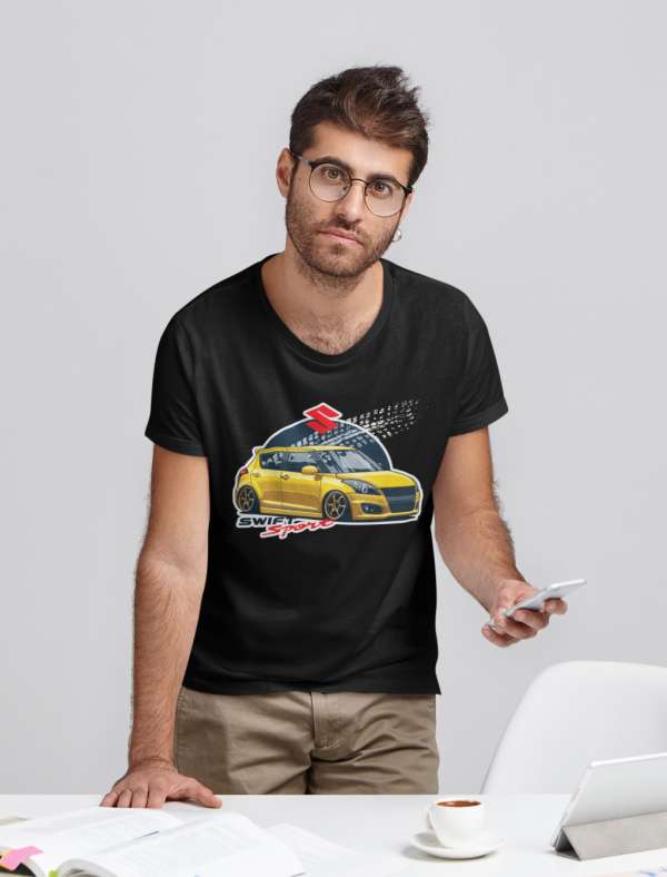 Yellow Suzuki swift sport fekete póló