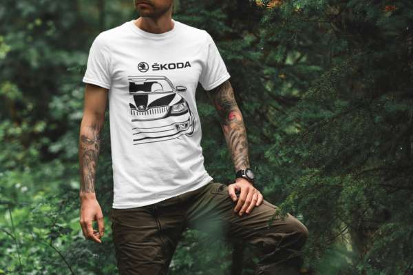 Skoda silhouette front fehér póló
